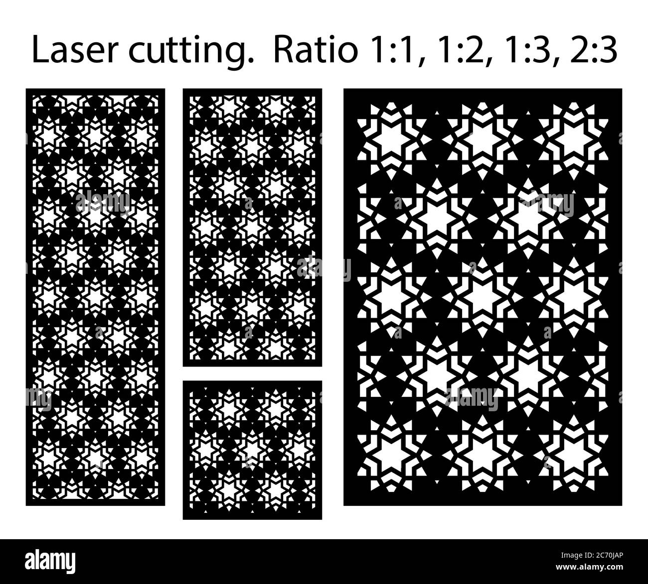 Gabarit de panneau vectoriel de découpe laser. Décoration CNC, design jali, cloison intérieure. Modèle de découpe laser arabe islamique Illustration de Vecteur