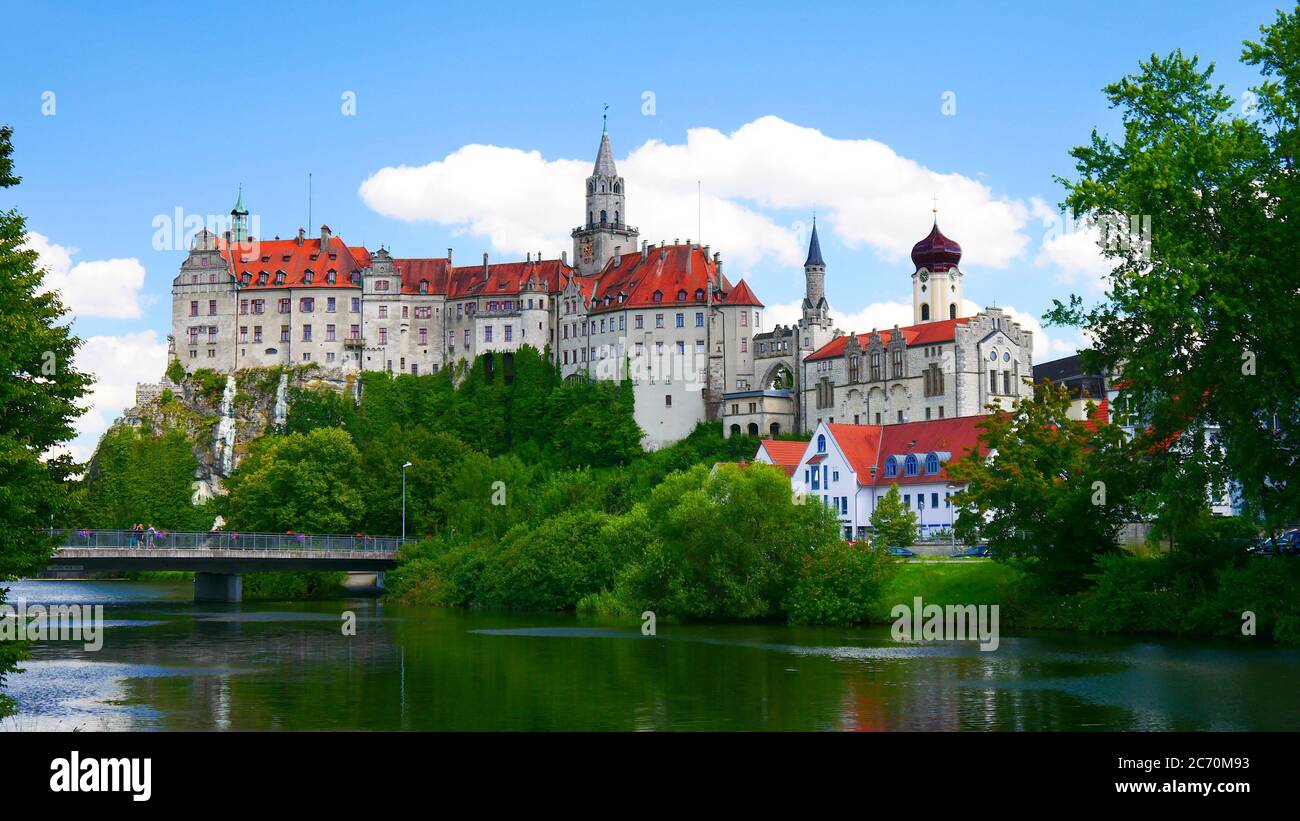 Sigmaringen, Allemagne : vue sur le célèbre château Banque D'Images