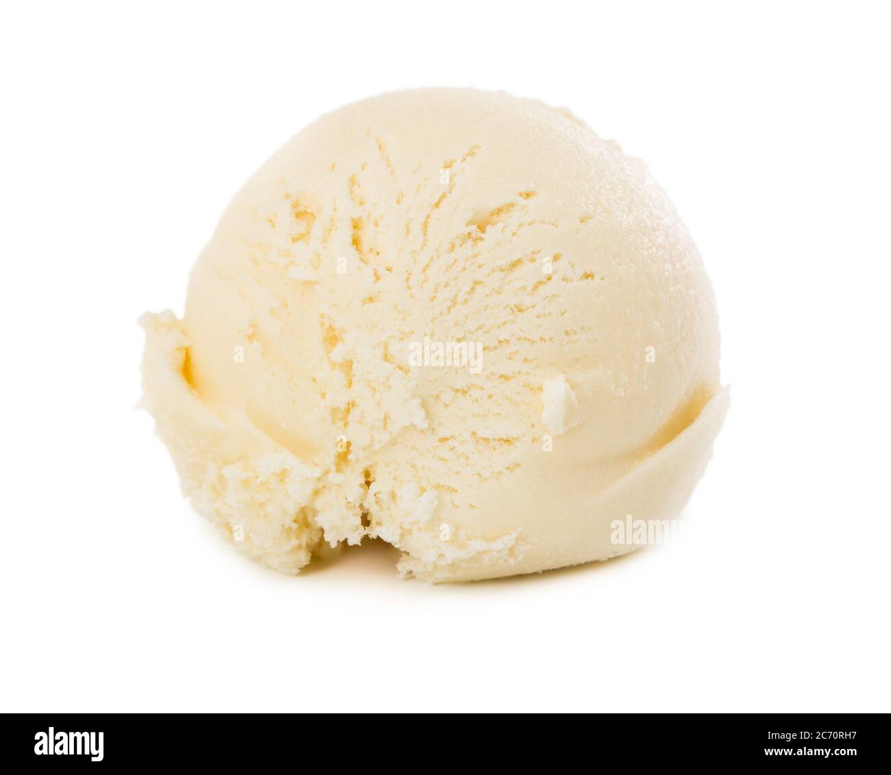 Boule de glace à la vanille isolée sur fond blanc. Banque D'Images