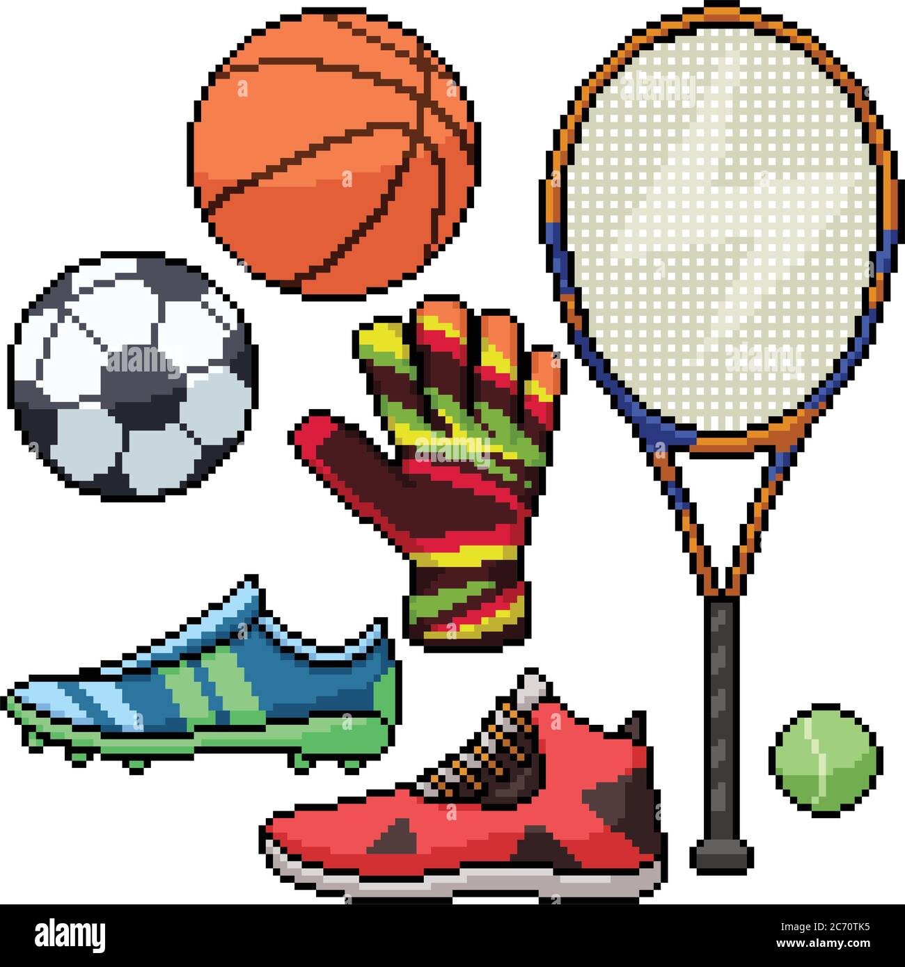 pixel art set isolé football basket-ball tennis Image Vectorielle Stock -  Alamy