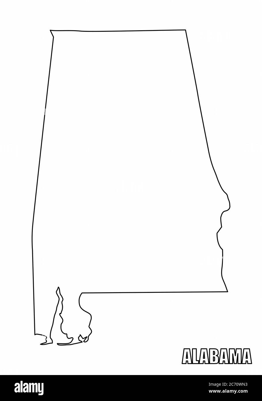 Carte des contours de l'Alabama Illustration de Vecteur