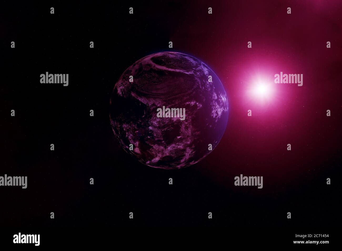 Exoplanète dans un espace très sombre. Des éléments de cette image ont été fournis par la NASA. Banque D'Images