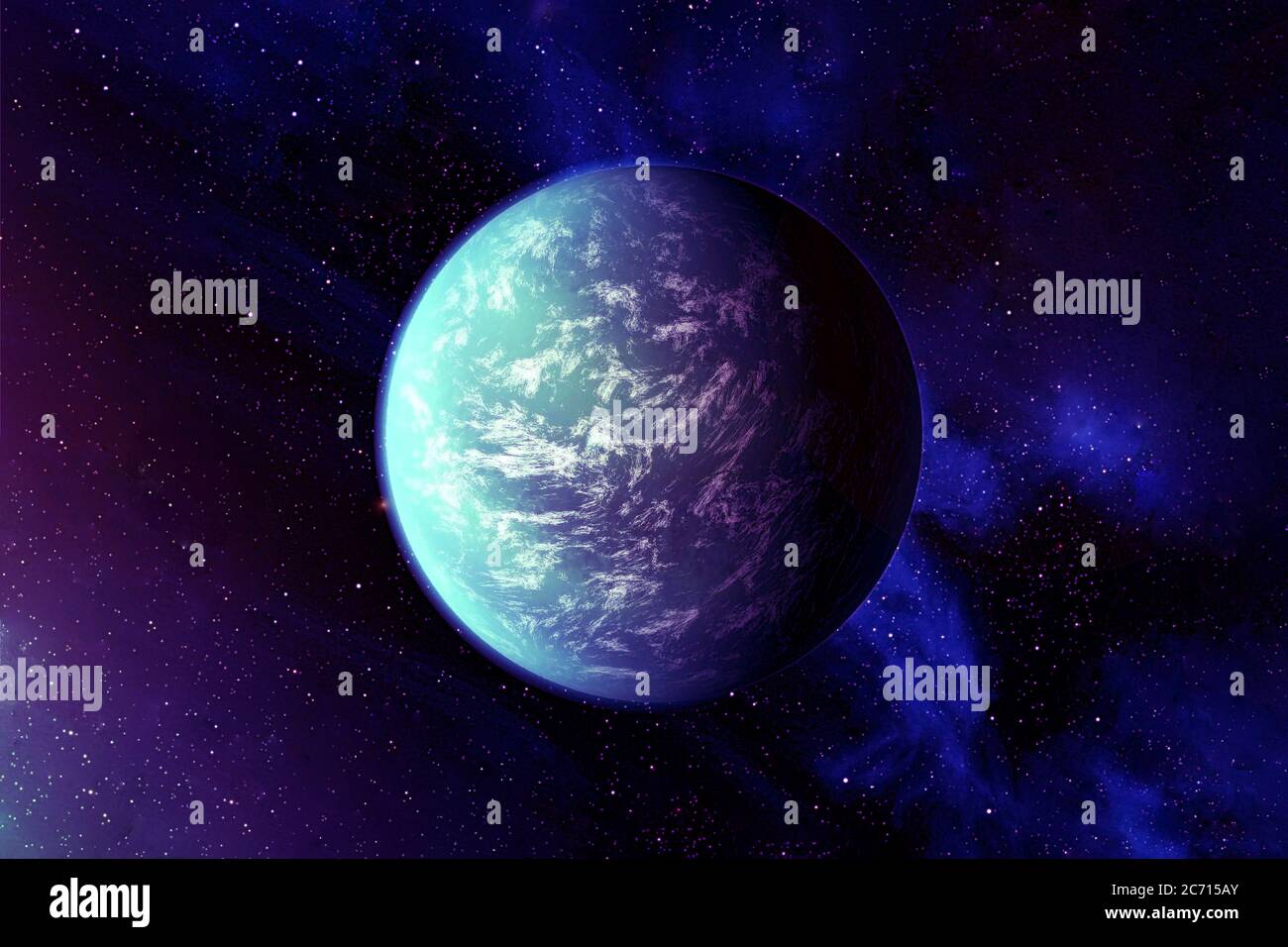 Exoplanète dans l'espace profond. En bleu. Des éléments de cette image ont été fournis par la NASA. Banque D'Images