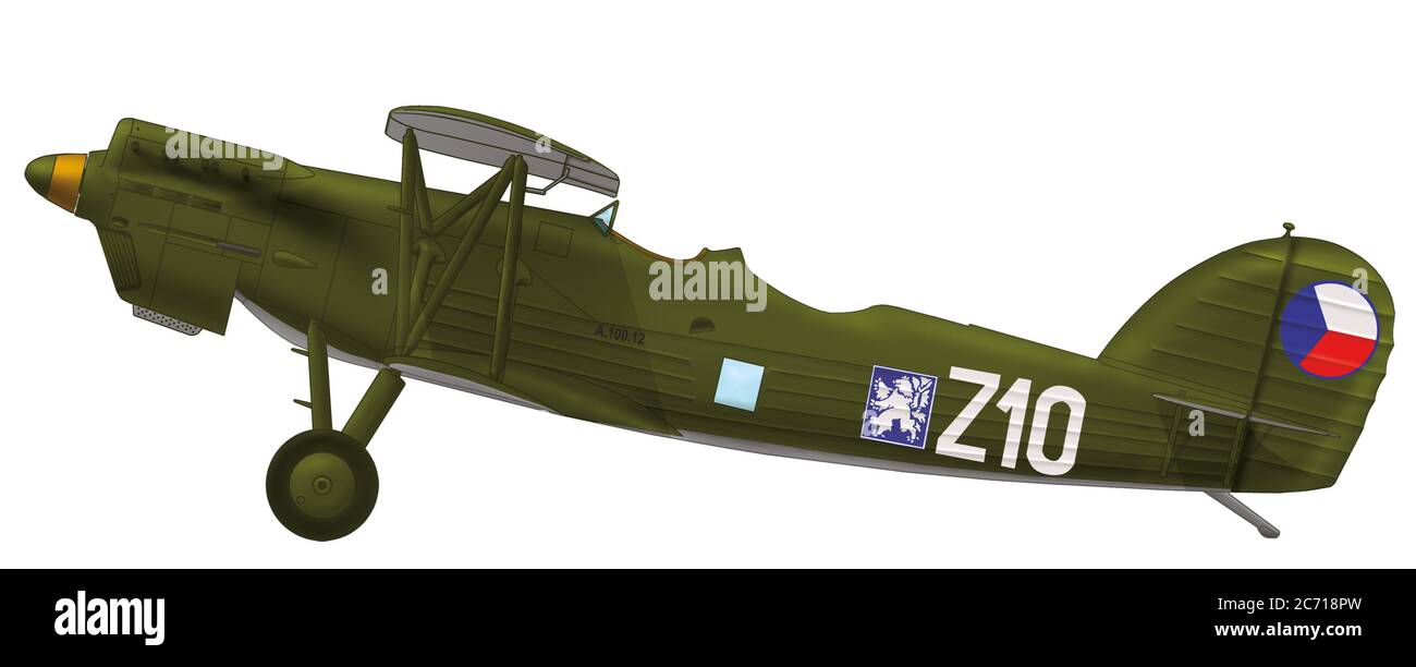 Aero A. 100.12 du vol 66 du Régiment d'aviation 1 'TGM' de l'Armée de l'air tchécoslovaque, 1938 Banque D'Images