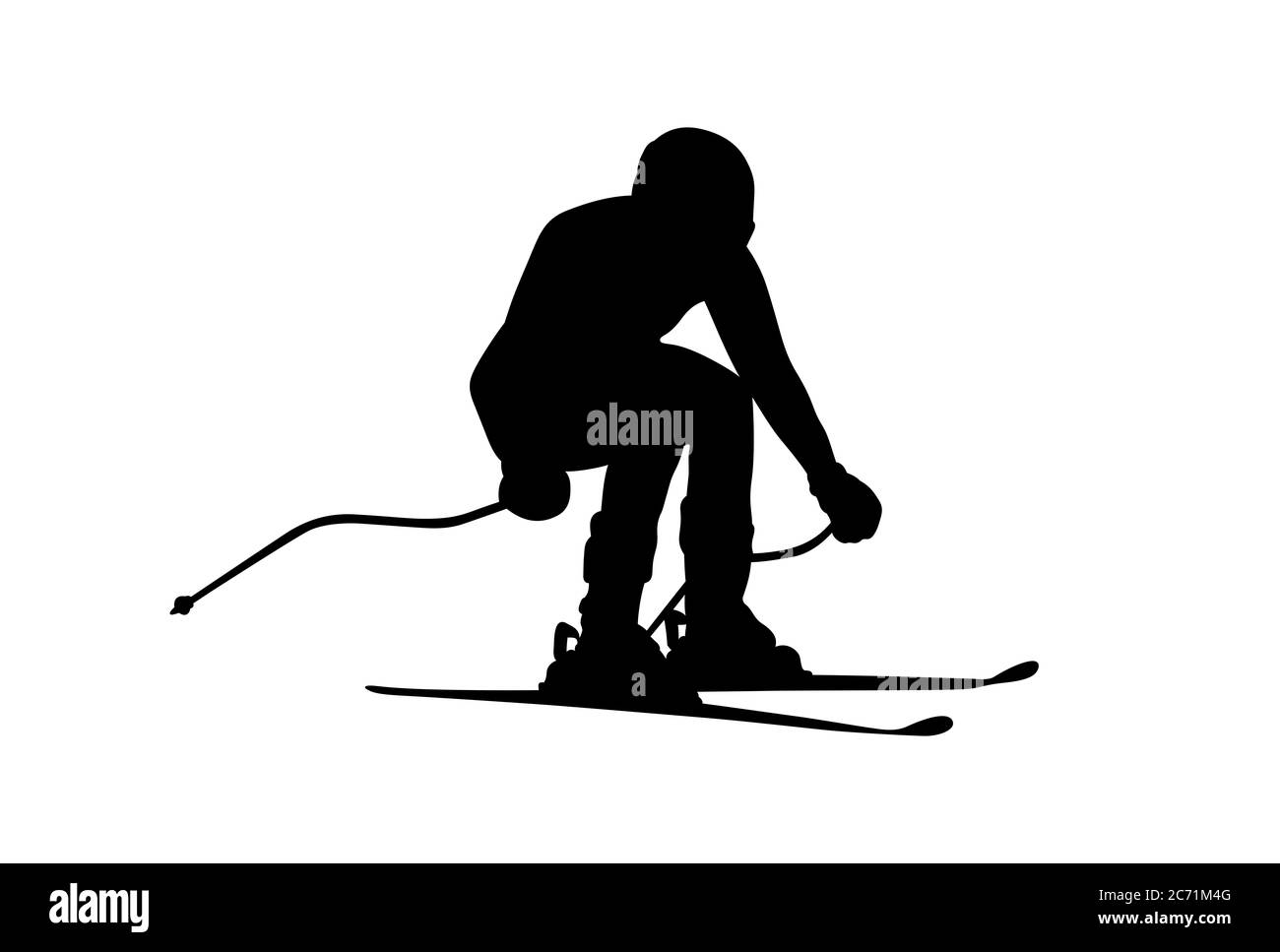 silhouette noire de slalom géant de l'homme athlète skieur Banque D'Images