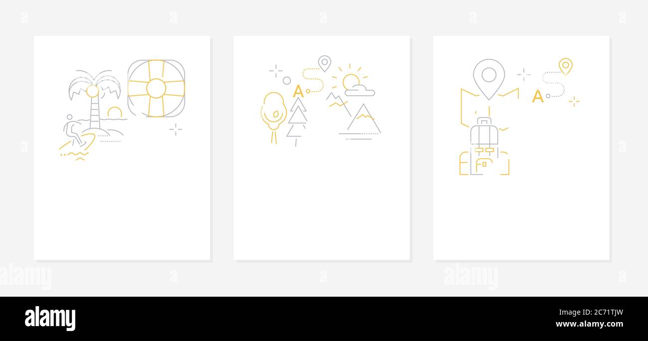 Transport d'eau - ensemble de bannières style design de ligne Illustration de Vecteur