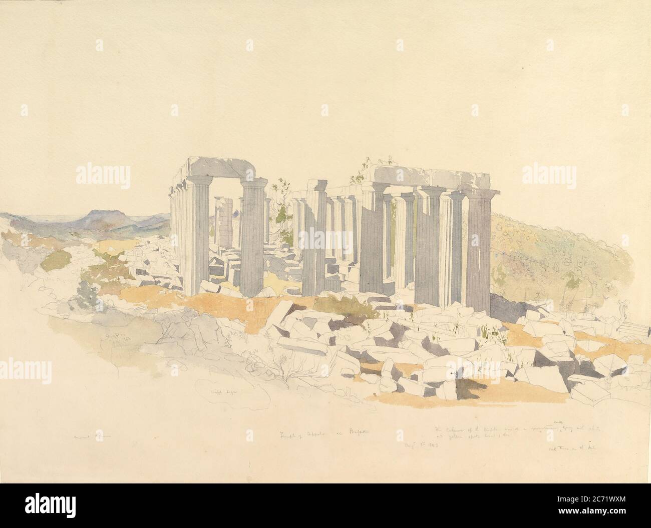 Le Temple d'Apollon à Bassae, 1843. Banque D'Images