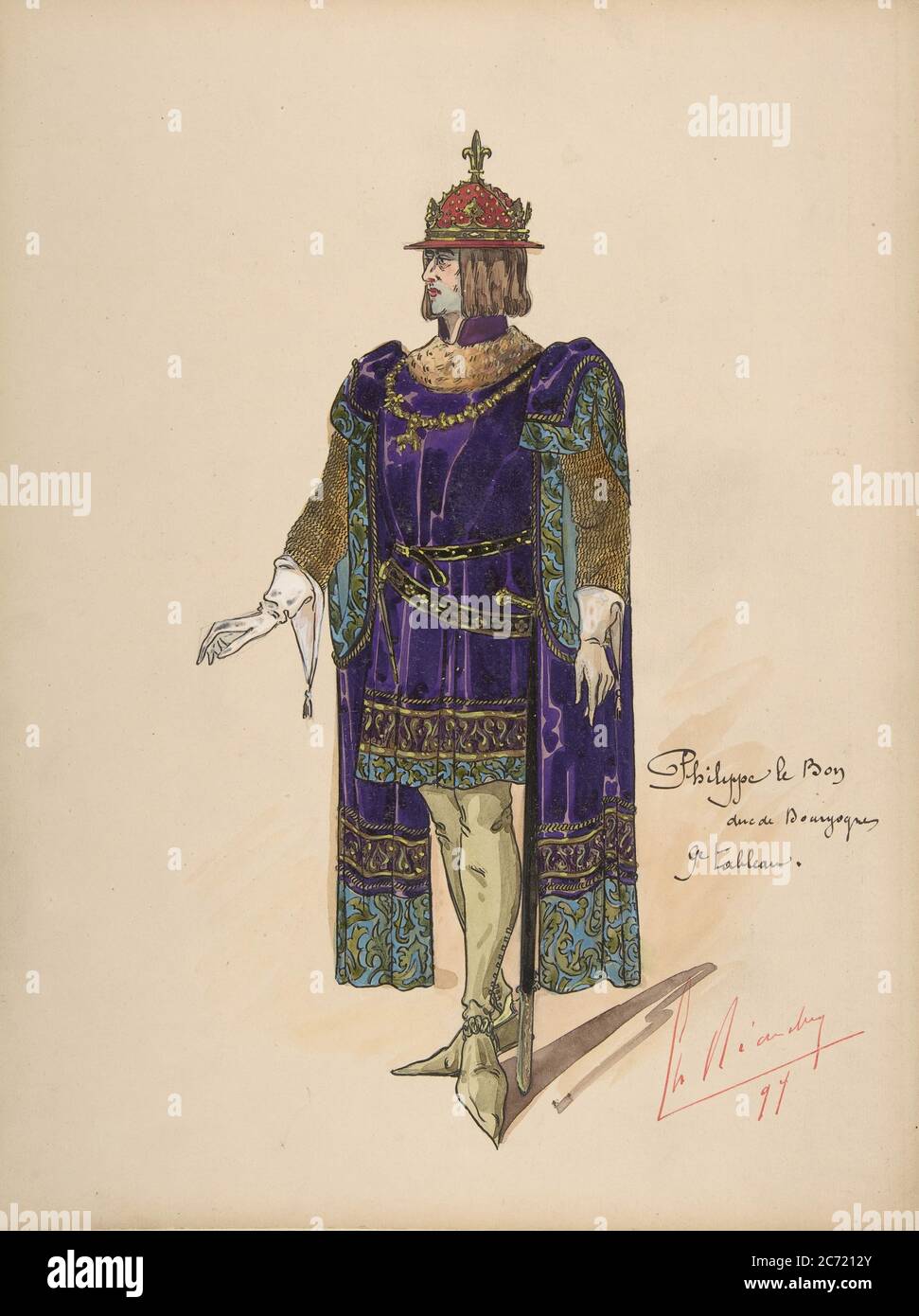 Philippe le bon, duc de Bourgogne; costume de Jeanne d'Arc par l'Opéra de Paris, 1897. Banque D'Images