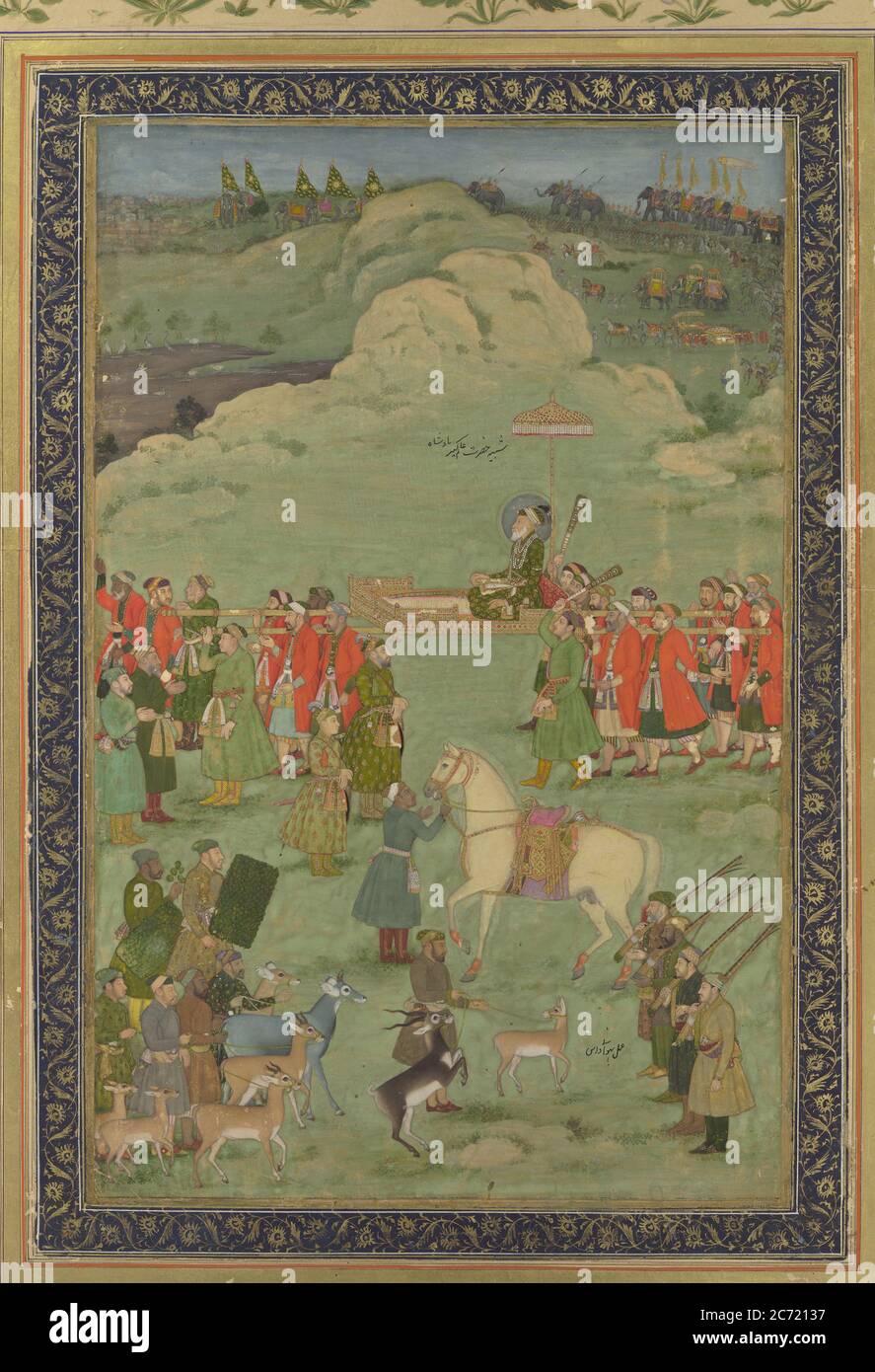 L'empereur Aurangzeb portait un Palanquin, ca. 1705-20. Banque D'Images