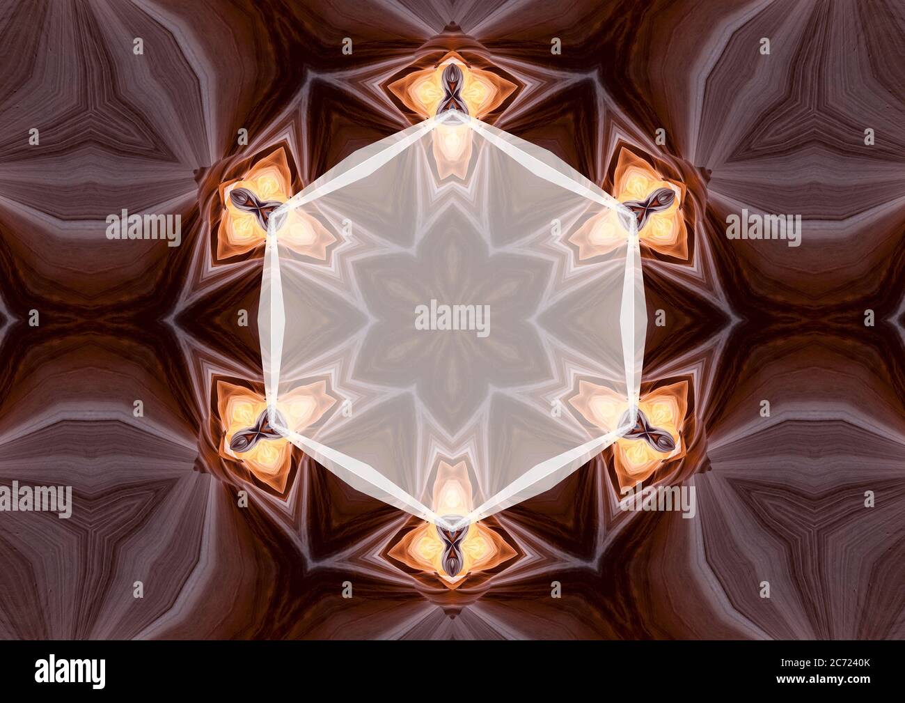 Antelope Canyon est un canyon à créneaux dans le sud-ouest américain, à l'est de page, en Arizona. Mandala s'inspire des couleurs des formations rocheuses de la région. Banque D'Images