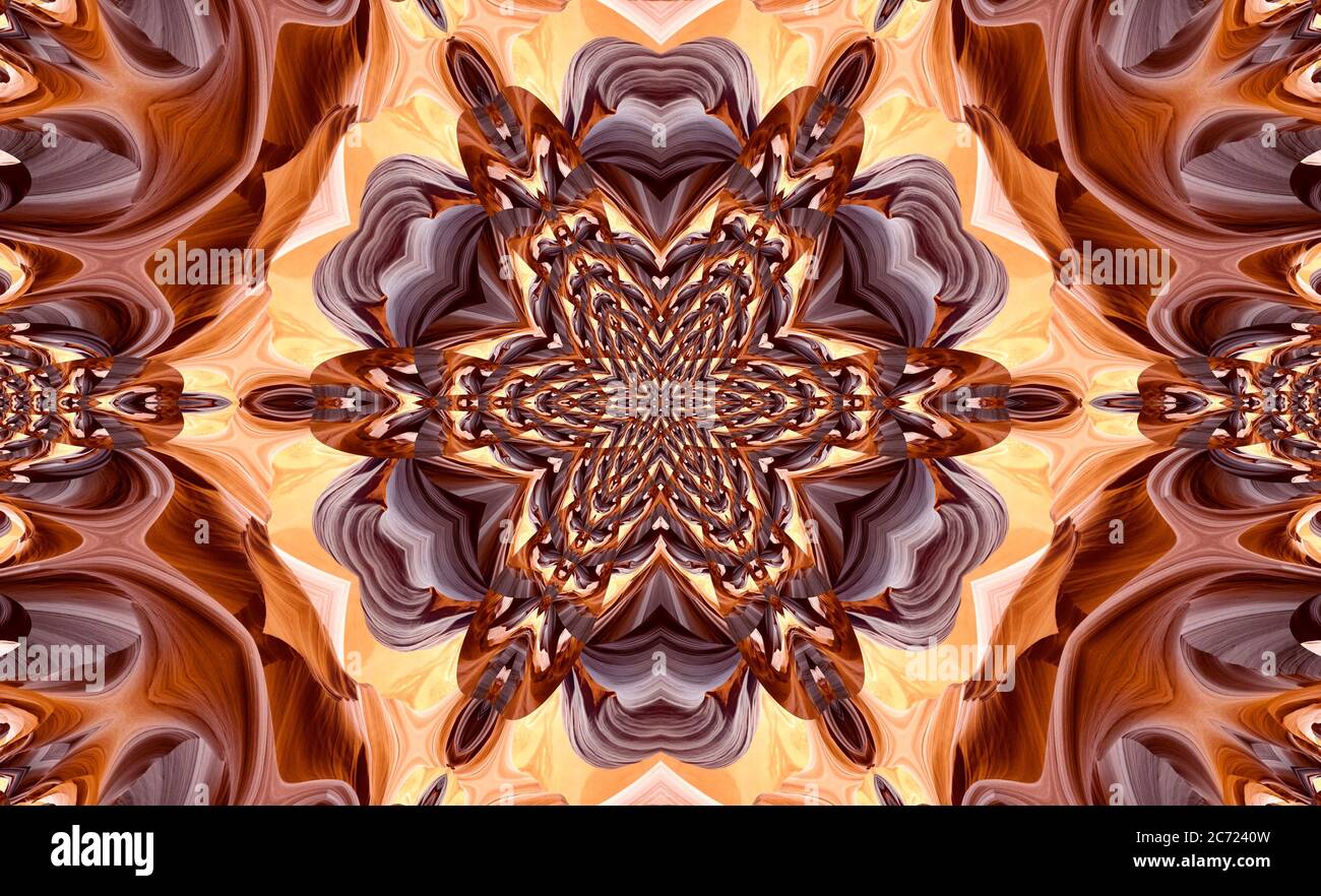 Antelope Canyon est un canyon à créneaux dans le sud-ouest américain, à l'est de page, en Arizona. Mandala s'inspire des couleurs des formations rocheuses de la région. Banque D'Images