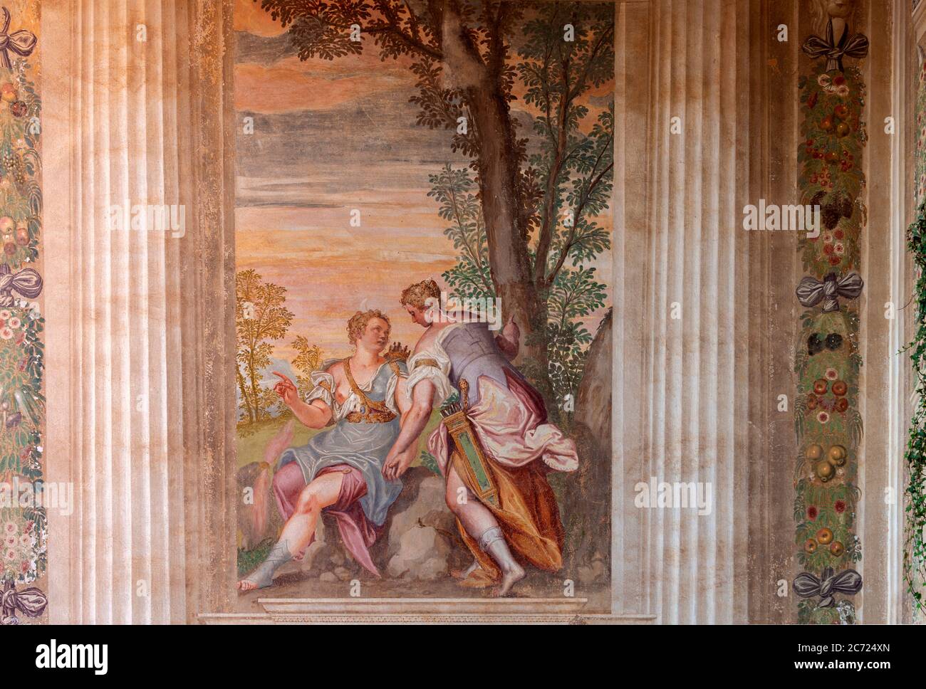 Italie Veneto Fanzolo Villa Emo - Andrea Palladio architecte - la Loggia - fresques de Battista Zelotti Banque D'Images
