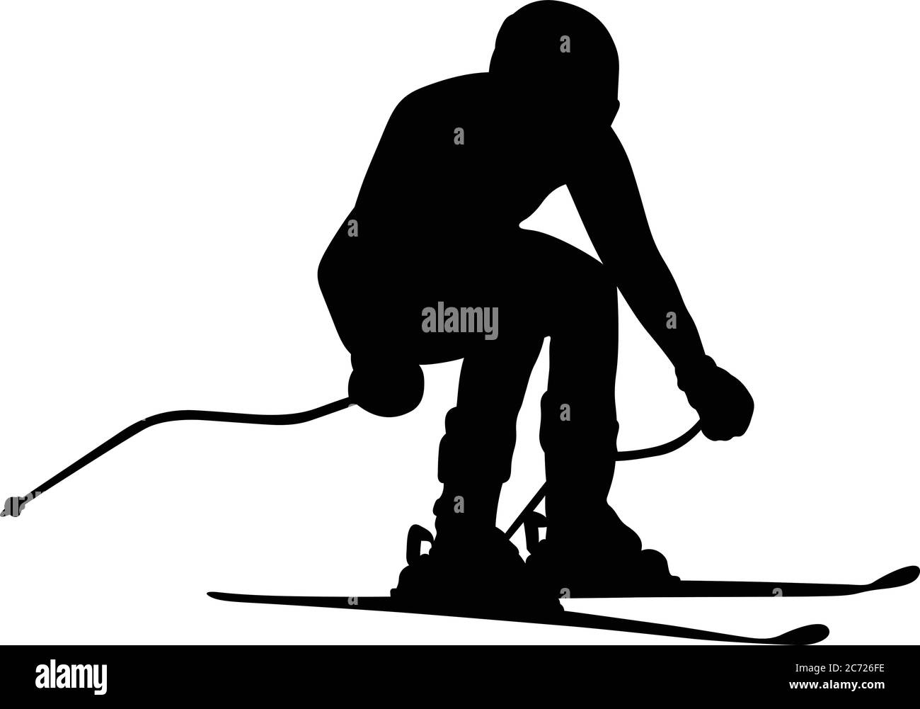 silhouette noire de slalom géant de l'homme athlète skieur Illustration de Vecteur