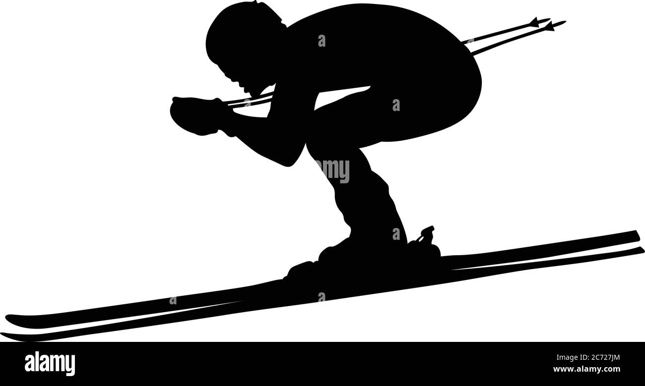 ski alpin silhouette noire homme athlète skieur Illustration de Vecteur