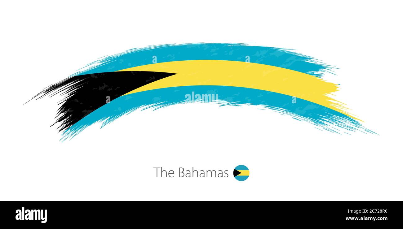 Drapeau des Bahamas en forme de pinceau à gringe arrondi. Illustration vectorielle. Illustration de Vecteur