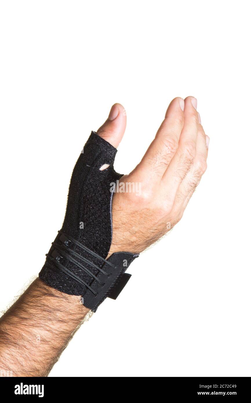 Bandage pour le pouce sur la main d'un homme - isoler sur un fond blanc  Photo Stock - Alamy