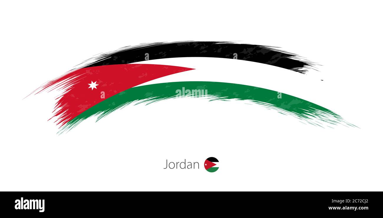 Drapeau de la Jordanie en forme de pinceau arrondi. Illustration vectorielle. Illustration de Vecteur