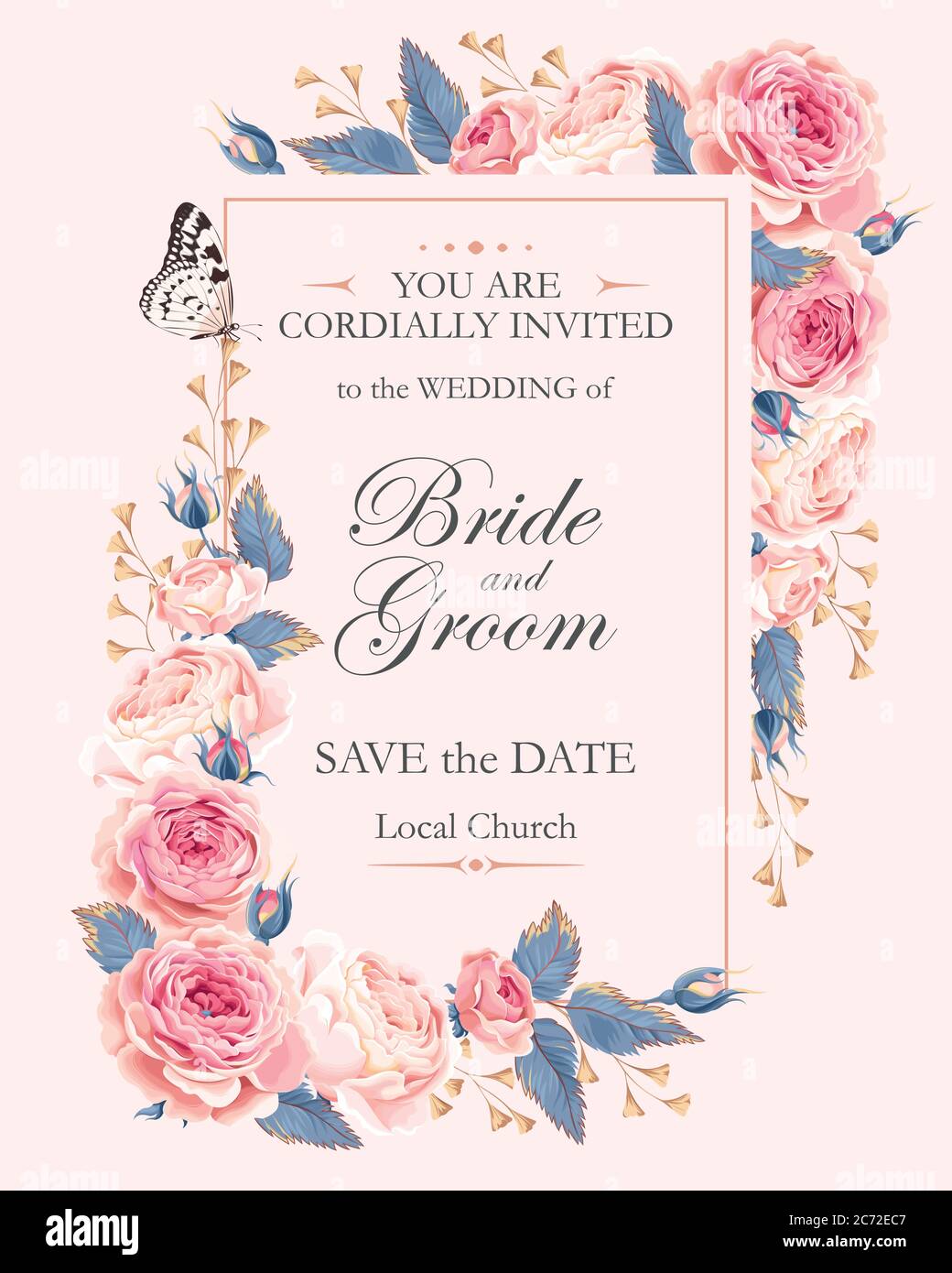 Invitation de mariage Vintage Illustration de Vecteur