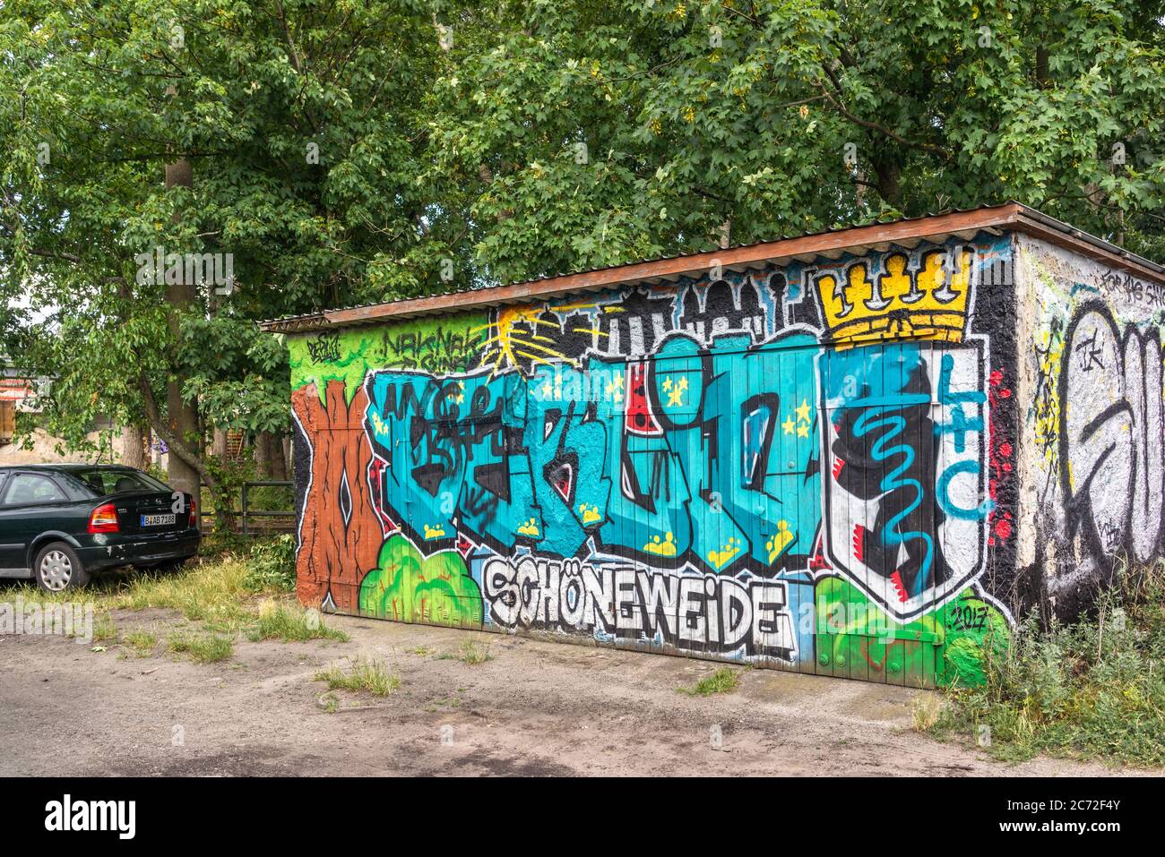 Berlin coloré graffiti Schöneweide, Berlin, Allemagne, Europe Banque D'Images