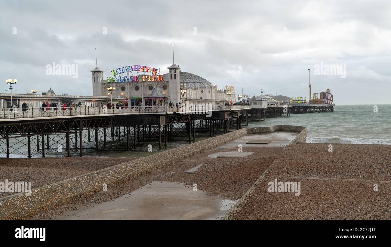 Brighton et Hove, Sussex, Royaume-Uni - janvier 2019 : la jetée de Brighton, également connue sous le nom de jetée Palace, est une jetée de plaisance classée deuxième année à Brighton, en Angleterre Banque D'Images