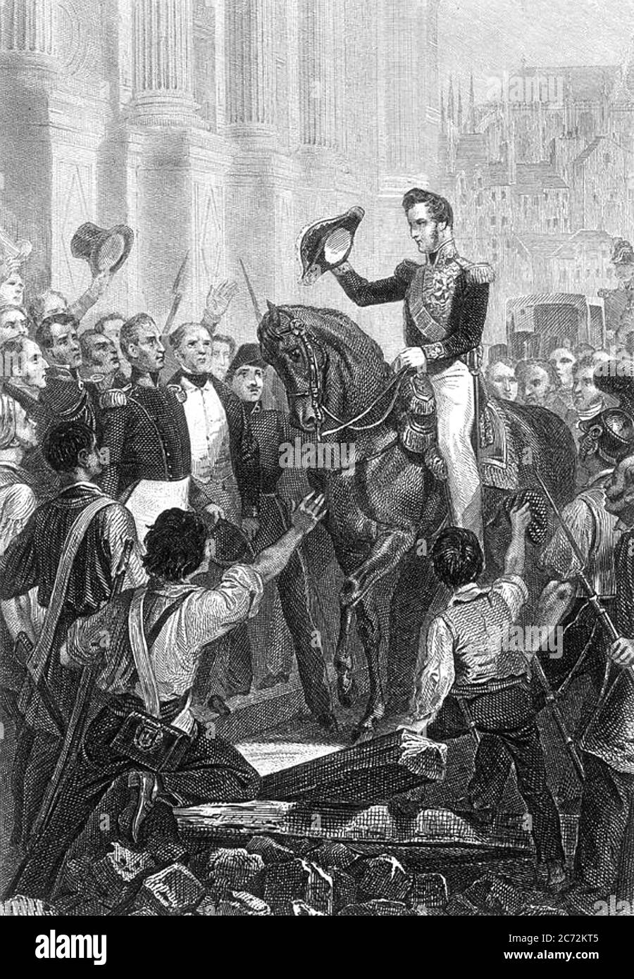 LOUIS PHILIPPE I (1773-1850) entre à Paris le 1830 juillet après la Révolution de juillet. Banque D'Images