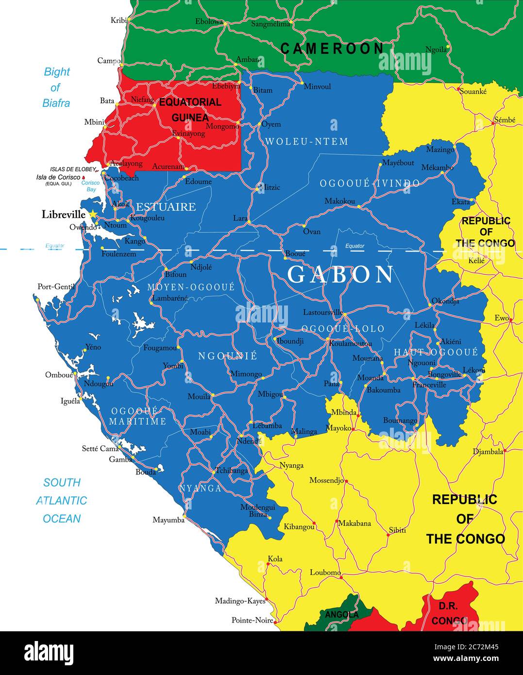 Carte politique du Gabon Illustration de Vecteur