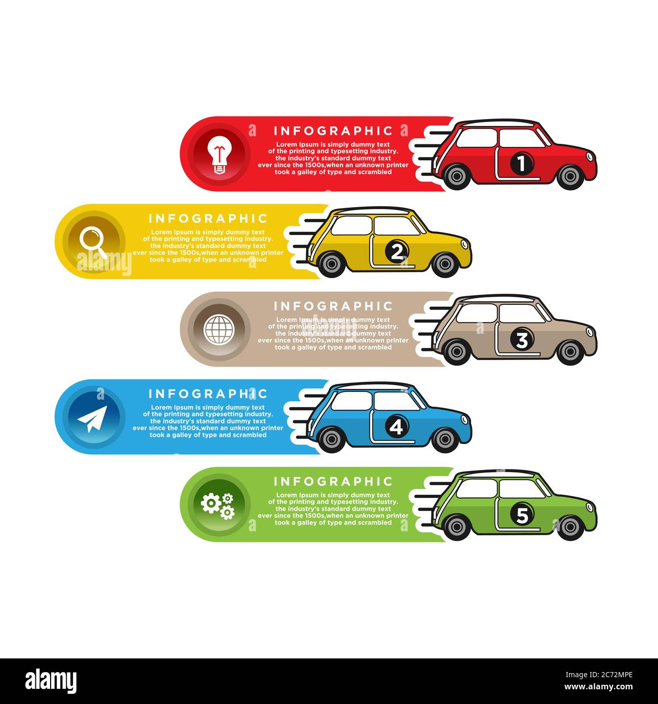 Couverture d'art d'info de course automobile, info de flèche vers le haut de voiture, flèche de couleur de voiture, illustration d'infographie Vector.EPS 10 Illustration de Vecteur