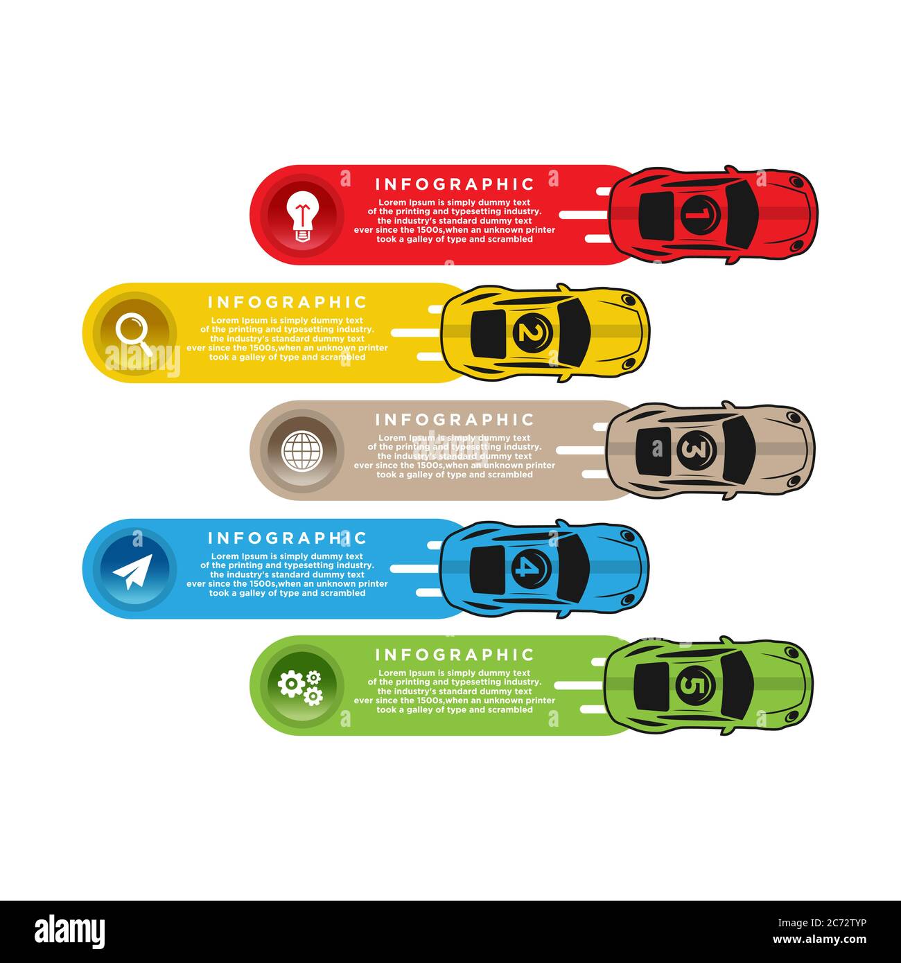 Couverture d'art d'info de course automobile, info de flèche vers le haut de voiture, flèche de couleur de voiture, illustration d'infographie Vector.EPS 10 Illustration de Vecteur