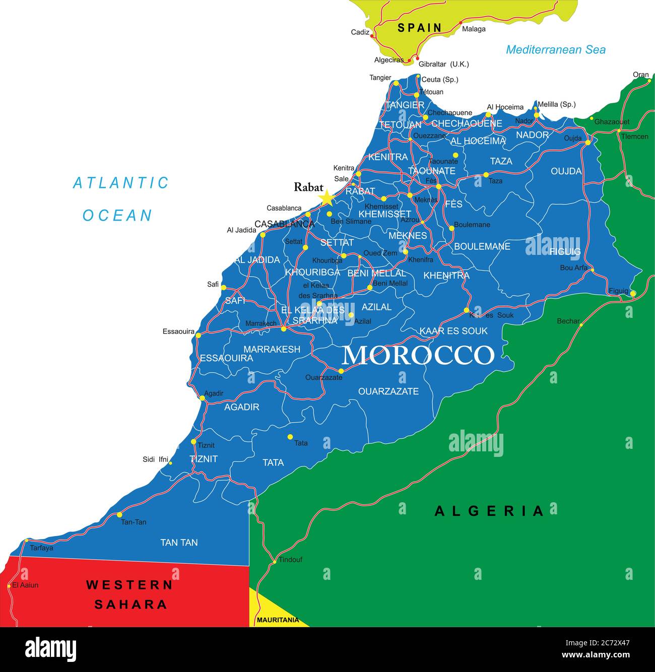 Carte politique du Maroc Illustration de Vecteur