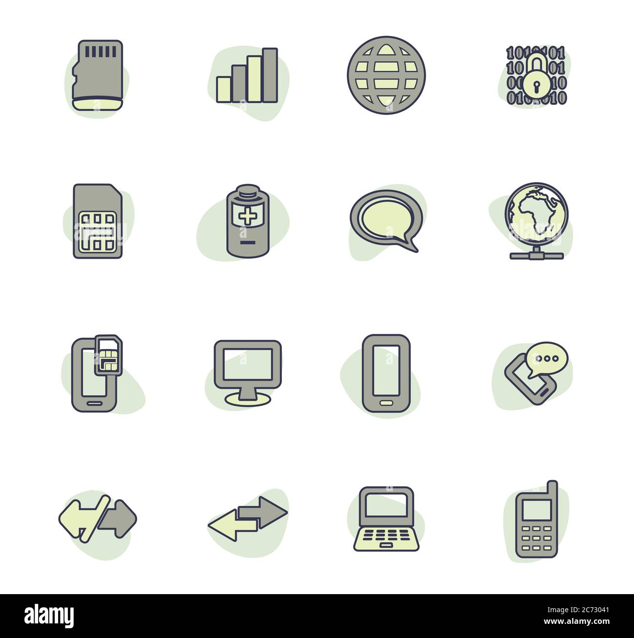 Les icônes de connexion mobile sont définies Illustration de Vecteur