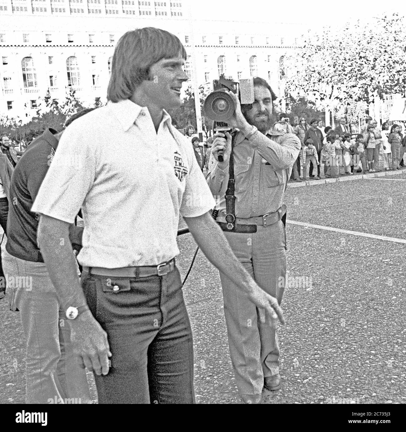 Bruce Jenner reçoit une couverture médiatique à San Francisco, Californie, novembre 1978 Banque D'Images