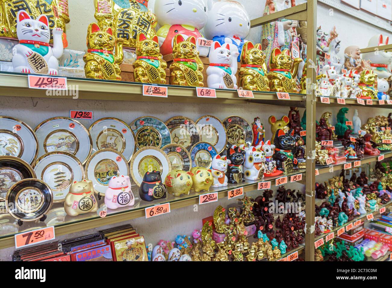 San Francisco California, Chinatown, Grant Street, shopping shopper shoppers magasins marché marchés achats vente, magasin de détail magasins bus Banque D'Images