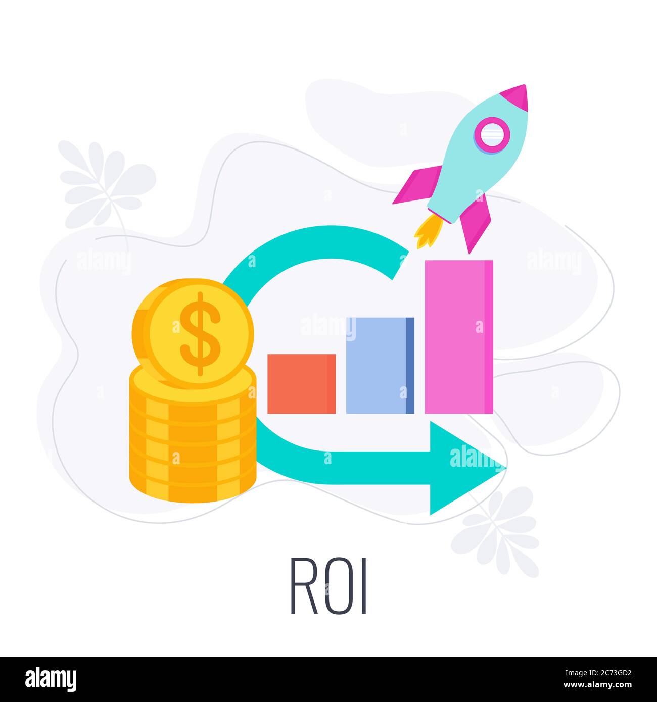 Icone Roi Retour Sur Investissement Pile De Pieces Image Vectorielle Stock Alamy