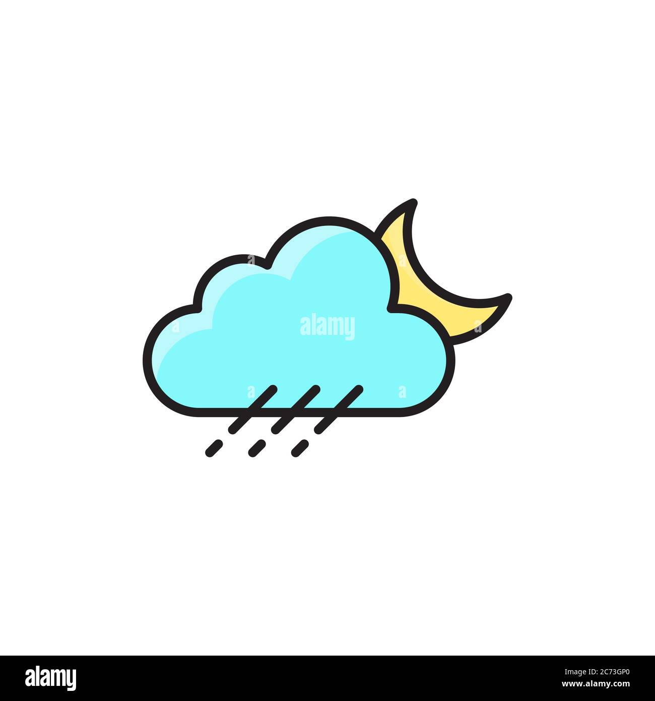 Symbole de la pluie et de la lune du nuage symbole de la météo isolé ...
