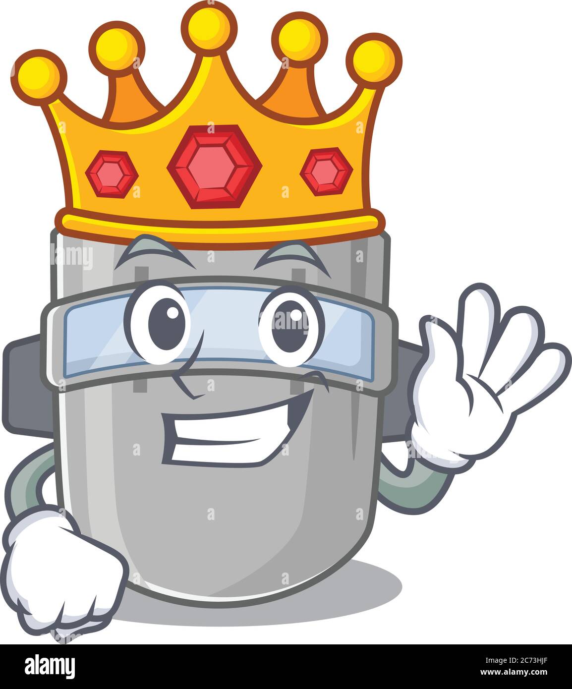 Un Roi sage de masque de soudage mascotte style avec couronne d'or Illustration de Vecteur