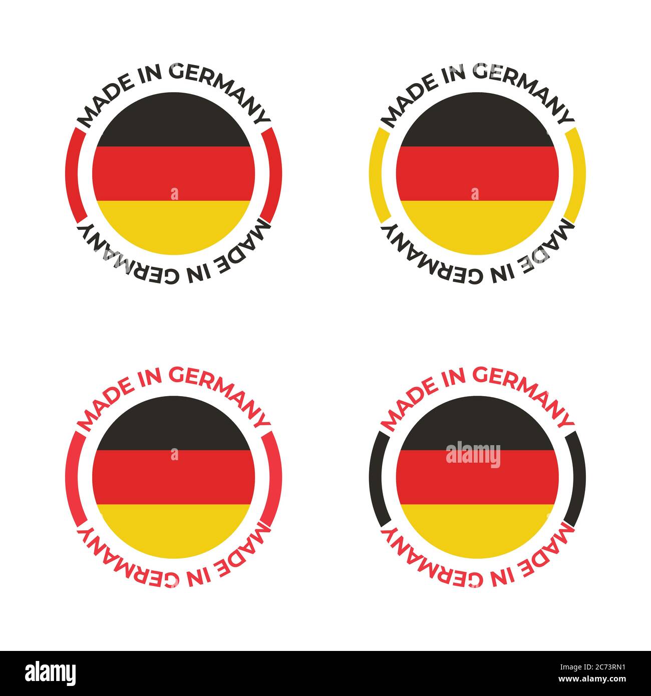 Conception vectorielle de badge en Allemagne pour les produits fabriqués et les activités de fabrication en Allemagne avec concept rouge, jaune, noir Illustration de Vecteur