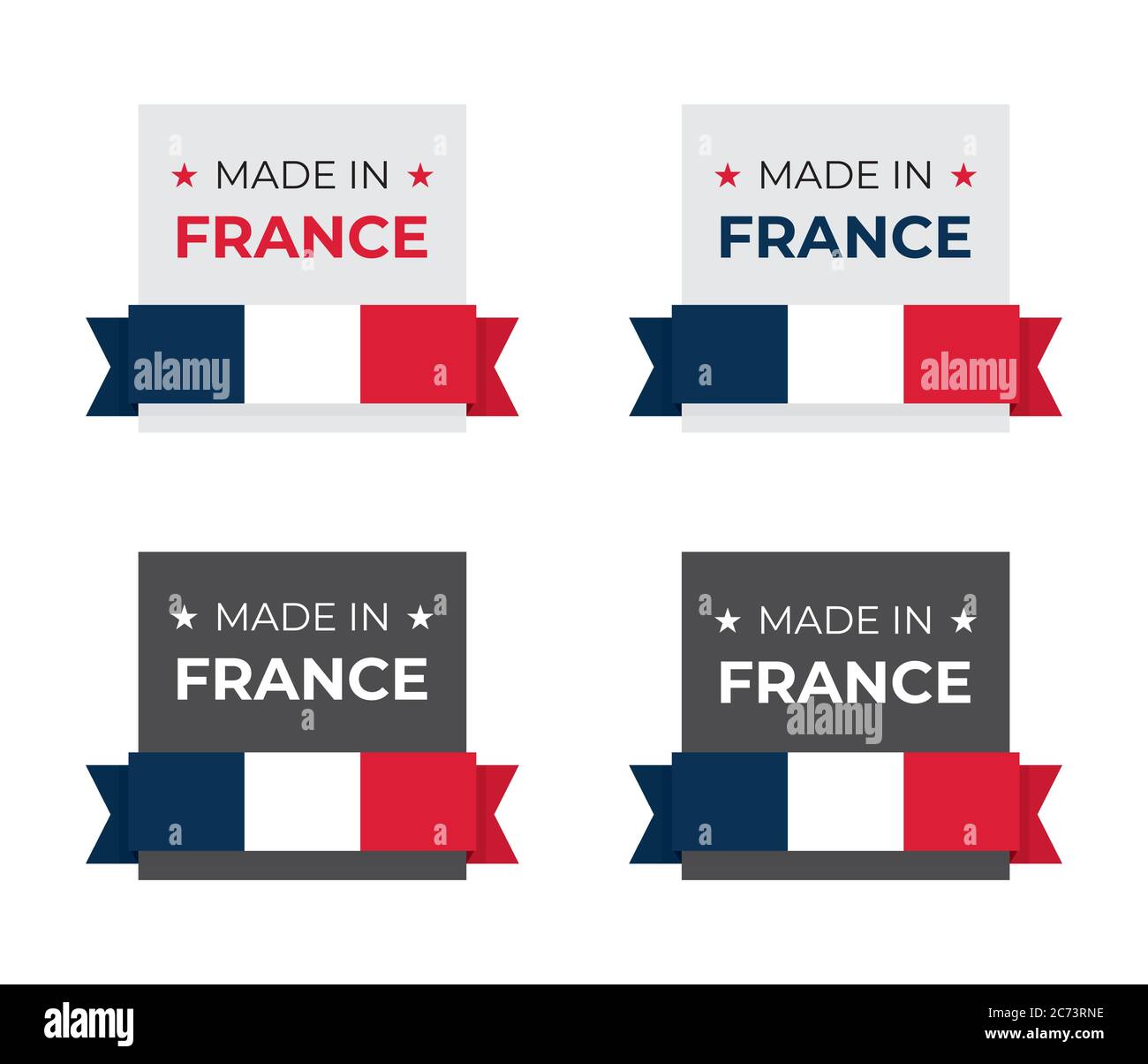 Fabriqué en France, symbole d'icône en français pour l'étiquette du produit et l'emblème inspiré du drapeau national Illustration de Vecteur