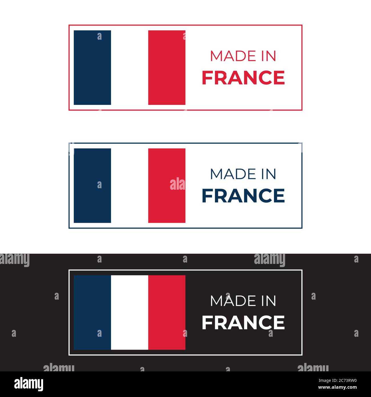 Fabriqué en France, illustration de la qualité et de la garantie françaises par un motif vectoriel à base de drapeau rouge, blanc et bleu Illustration de Vecteur