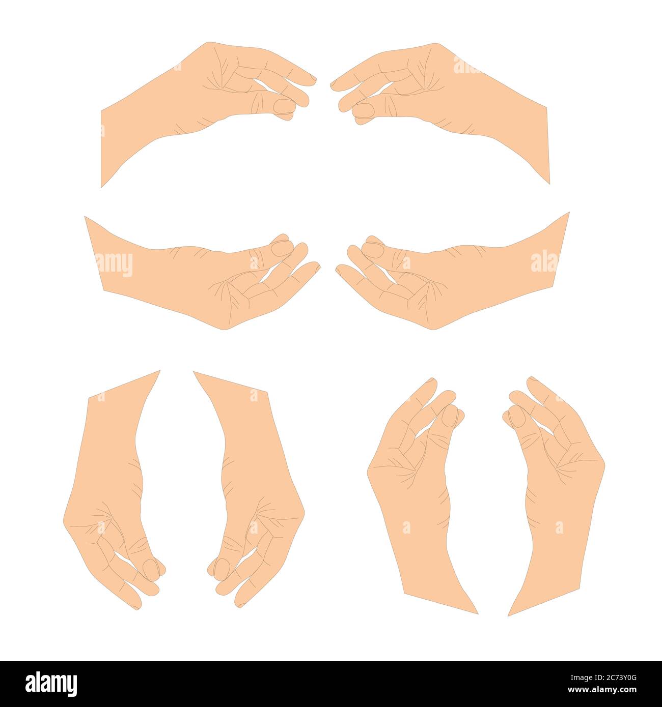 Différents gestes de mains humaines isolé sur un fond blanc. Vector illustration télévision de femmes dans des situations variées. Conception vectorielle Illustration de Vecteur