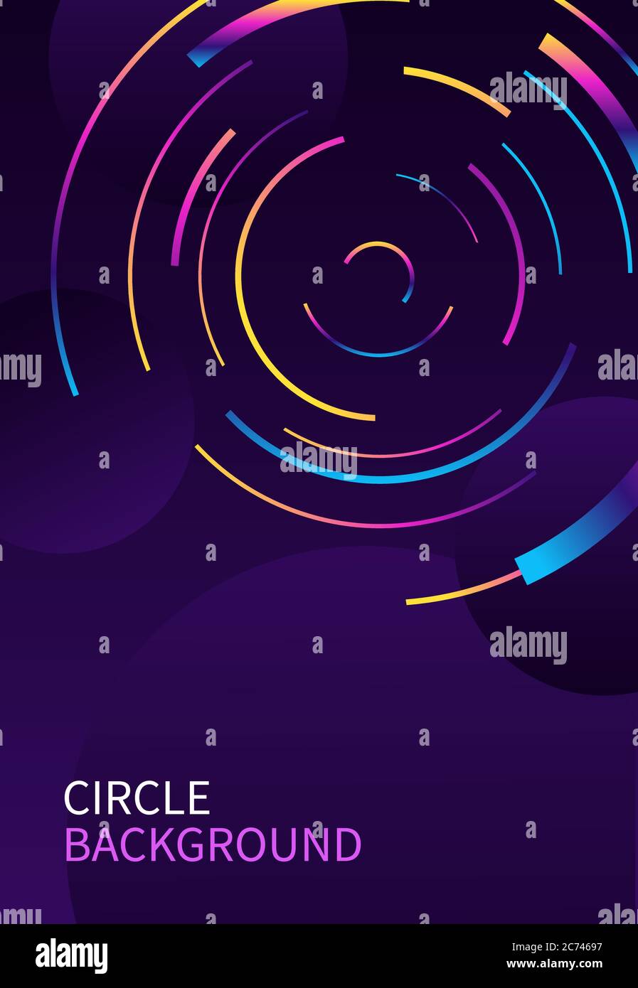Arrière-plan abstrait avec ligne de cercle arc-en-ciel bleu foncé. Décor moderne dans un style futuriste moderne. Illustration vectorielle. Illustration de Vecteur