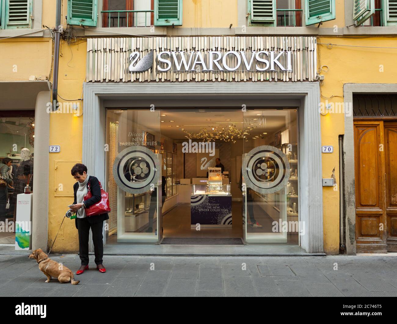 Florence, Italie - 04 novembre 2017 : boutique SWAROVSKI. Bijoux fins. Producteur autrichien de verre de plomb, communément appelé cristal. Collection exclusive de Banque D'Images