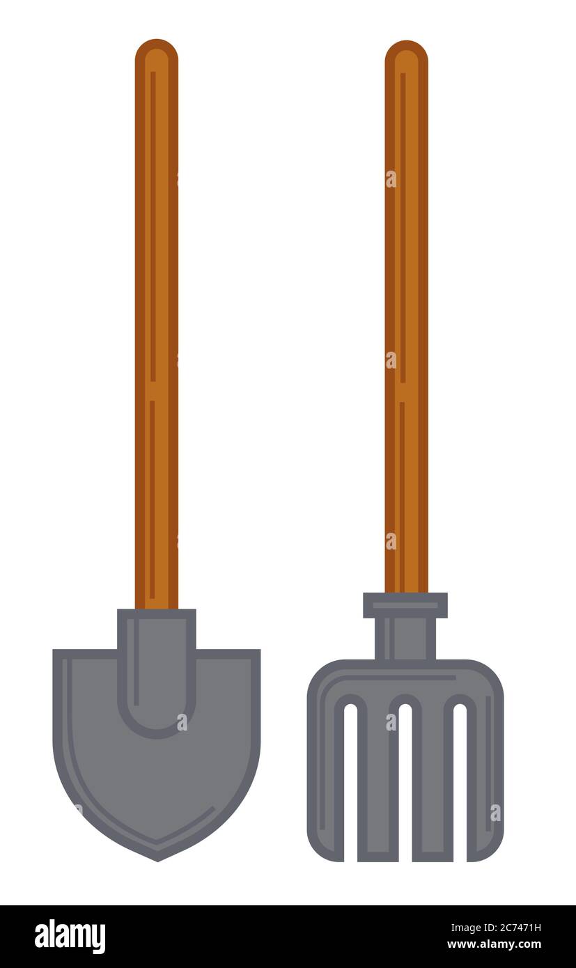 Truelle et fourchette pour le jardinage, vecteur d'équipement agricole Illustration de Vecteur