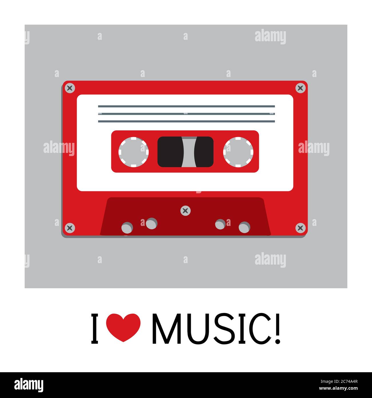 Cassette audio ancienne bande peinte de façon plate. Illustration vectorielle. Rétro et vintage. Illustration de Vecteur