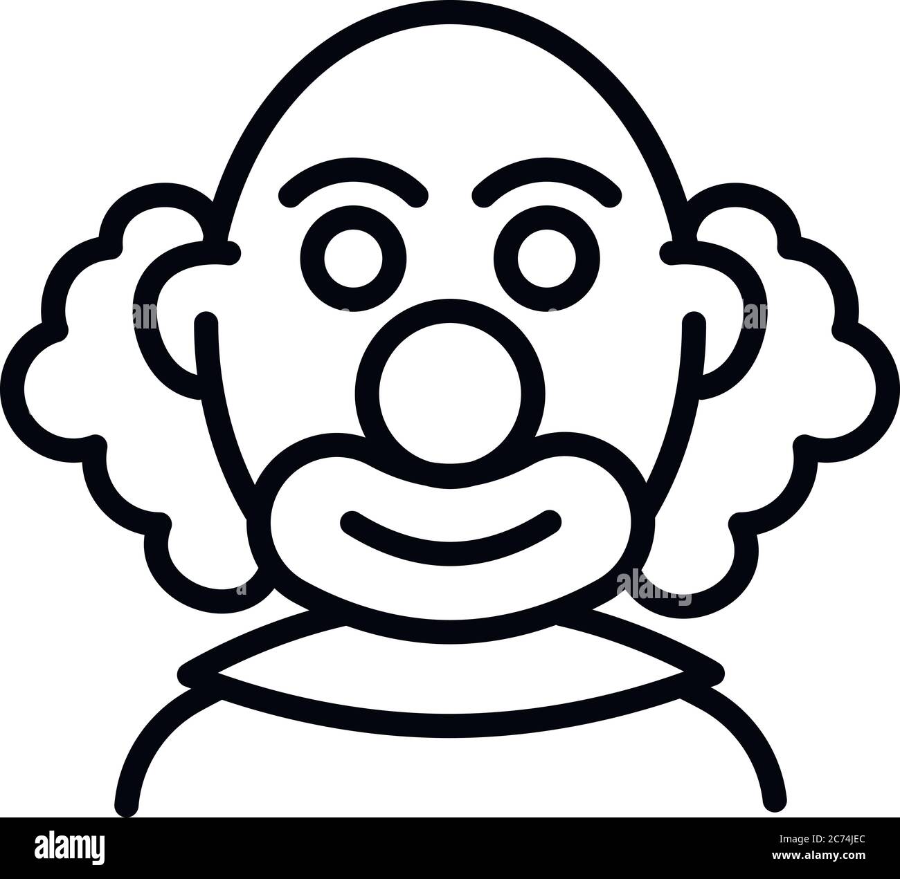 Icône clown chauve. Contour bald clown icône de vecteur pour la conception de Web isolée sur fond blanc Illustration de Vecteur