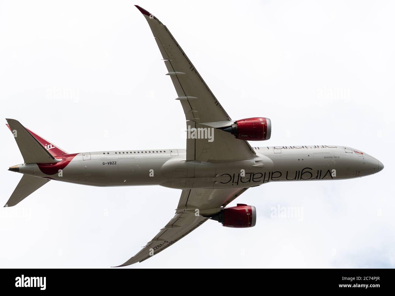 Heathrow, Royaume-Uni - août 03 2019 : enregistrement de Dreamliner G-VBZZ sur Virgin Atlantic Boeing 787-9, numéro de vol VS41, au départ de l'aéroport e de Heathrow Banque D'Images
