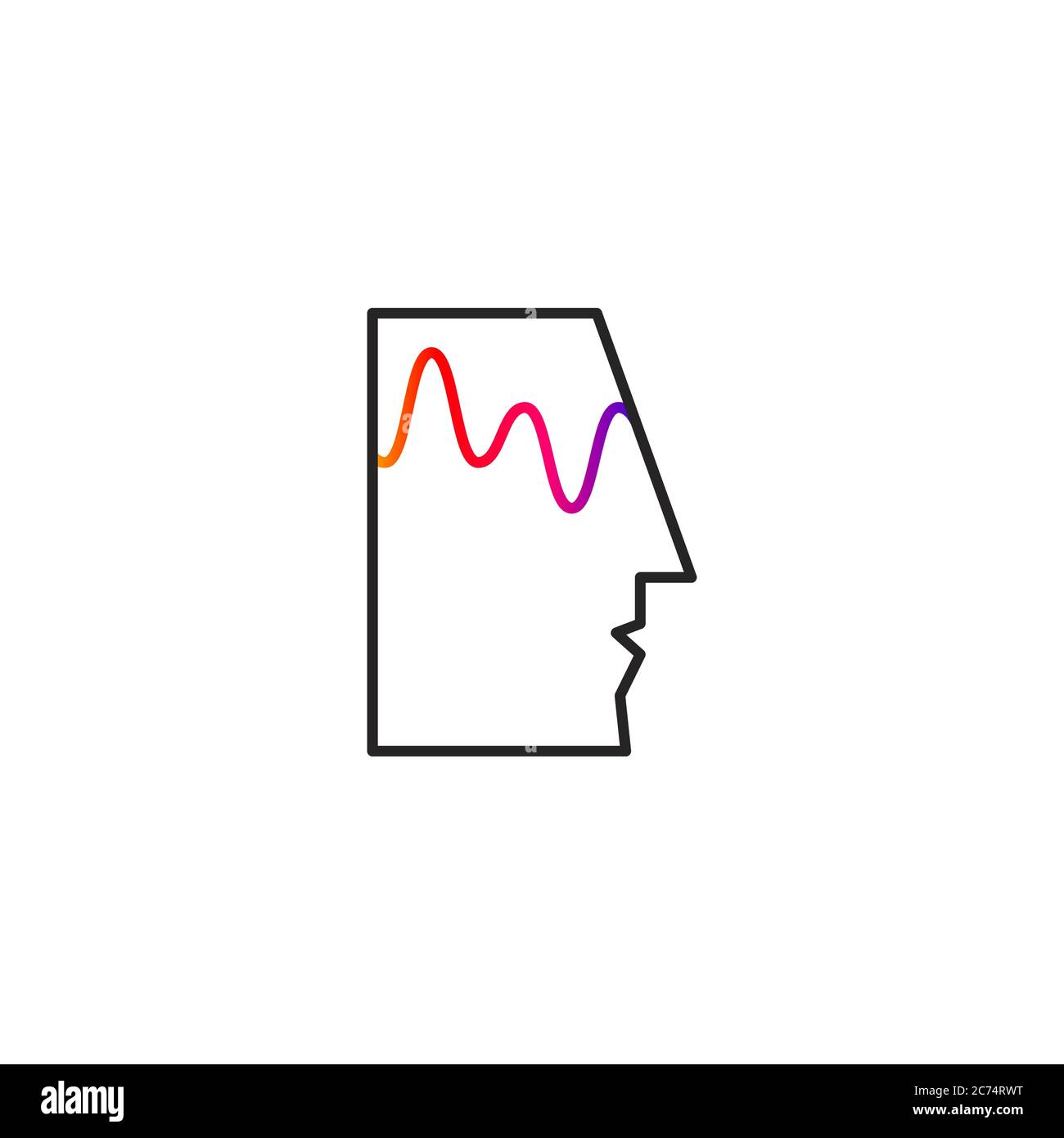 Activité et vague cérébrales, profil de la personne ayant une activité mentale, symbole de la thérapie, créativité, icône de psychologie Illustration de Vecteur