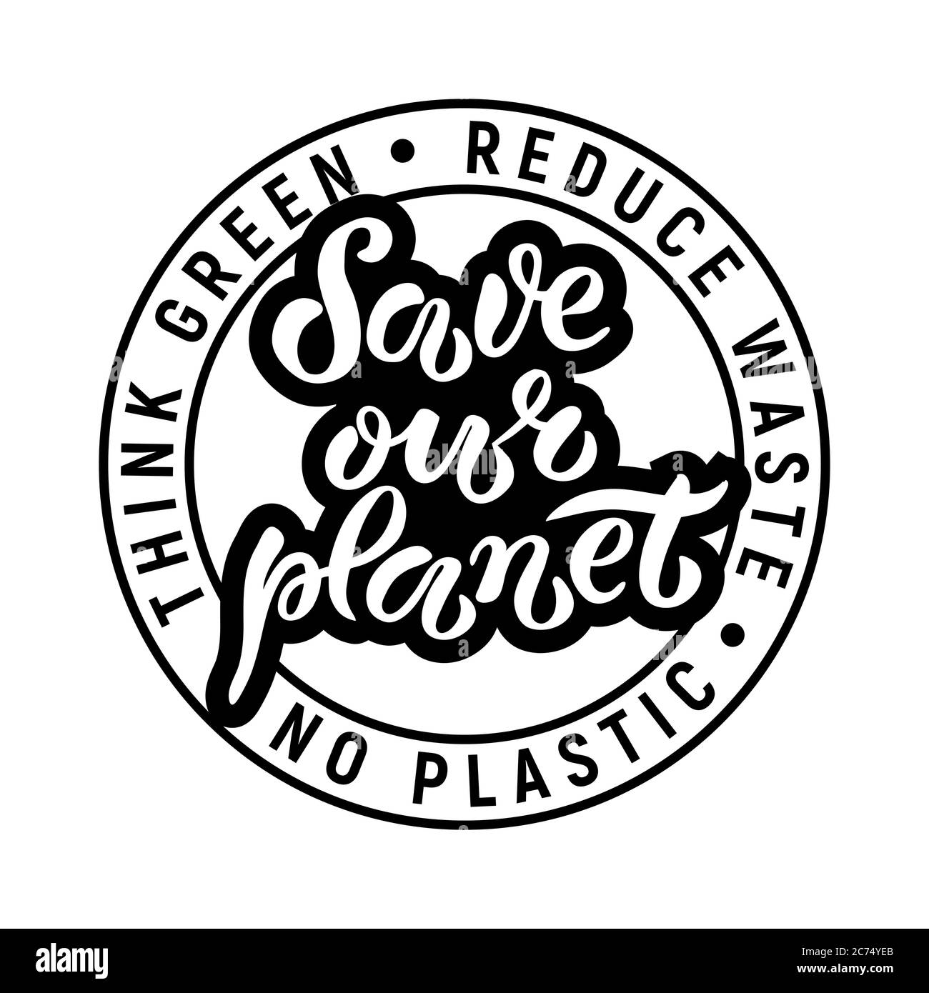 Lettrage dessiné à la main et numérisé « Save Our Planet », illustration vectorielle EPS 10. Affiche du jour de la Terre. Illustration du thème écologie. Texte motivant, badge typographique dessiné, carte postale, bannière, étiquette, logo. Illustration de Vecteur