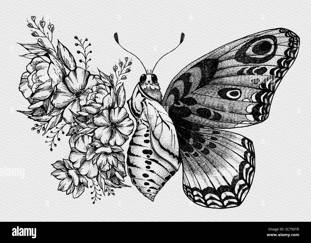 Tatouage de papillon fleur Banque de photographies et d'images à haute  résolution - Alamy