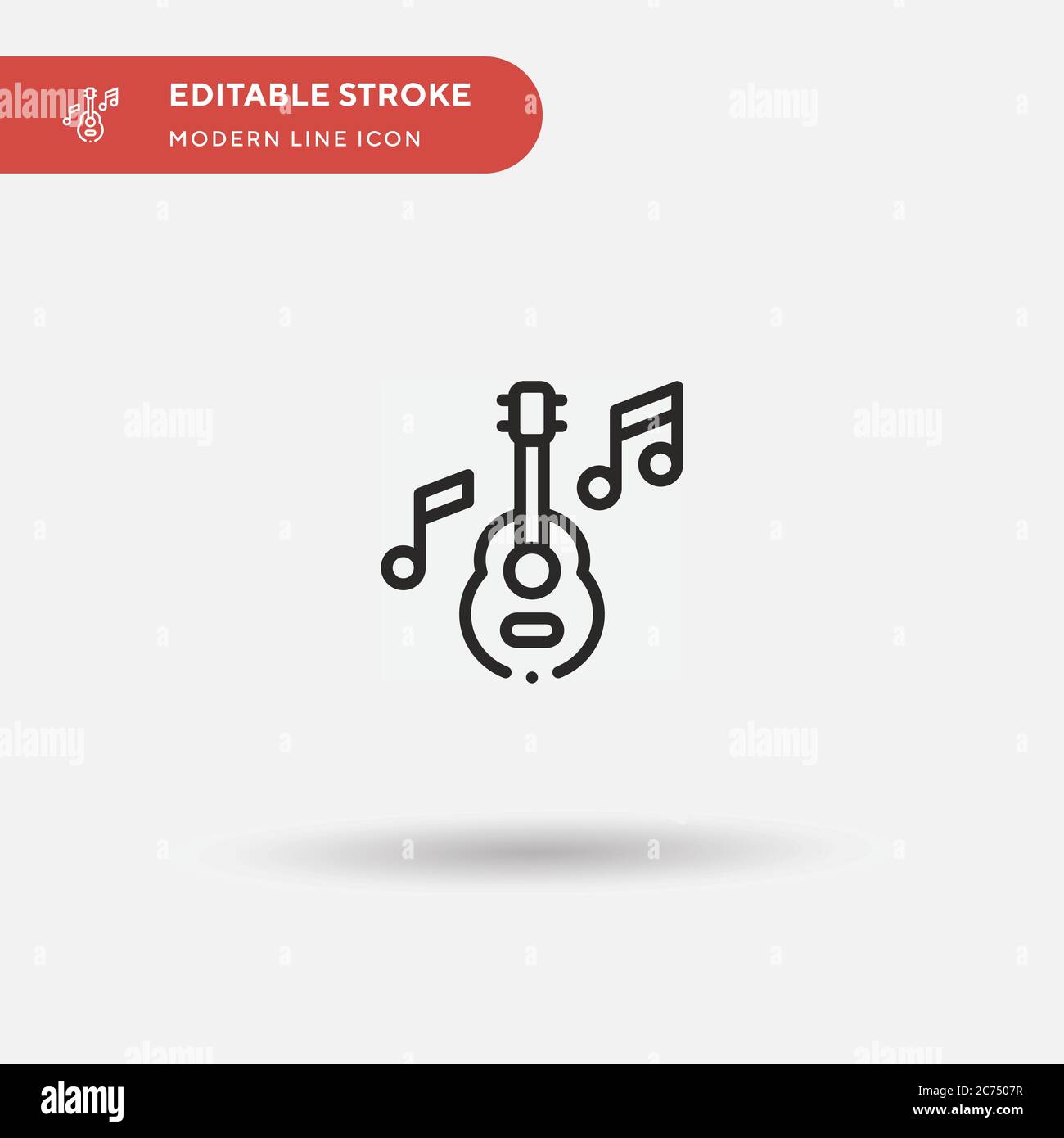 Icône de vecteur simple de guitare acoustique. Modèle de conception de symbole d'illustration pour l'élément d'interface utilisateur Web mobile. Pictogramme moderne de couleur parfaite sur contour modifiable. Icônes de guitare acoustique pour votre projet d'entreprise Illustration de Vecteur