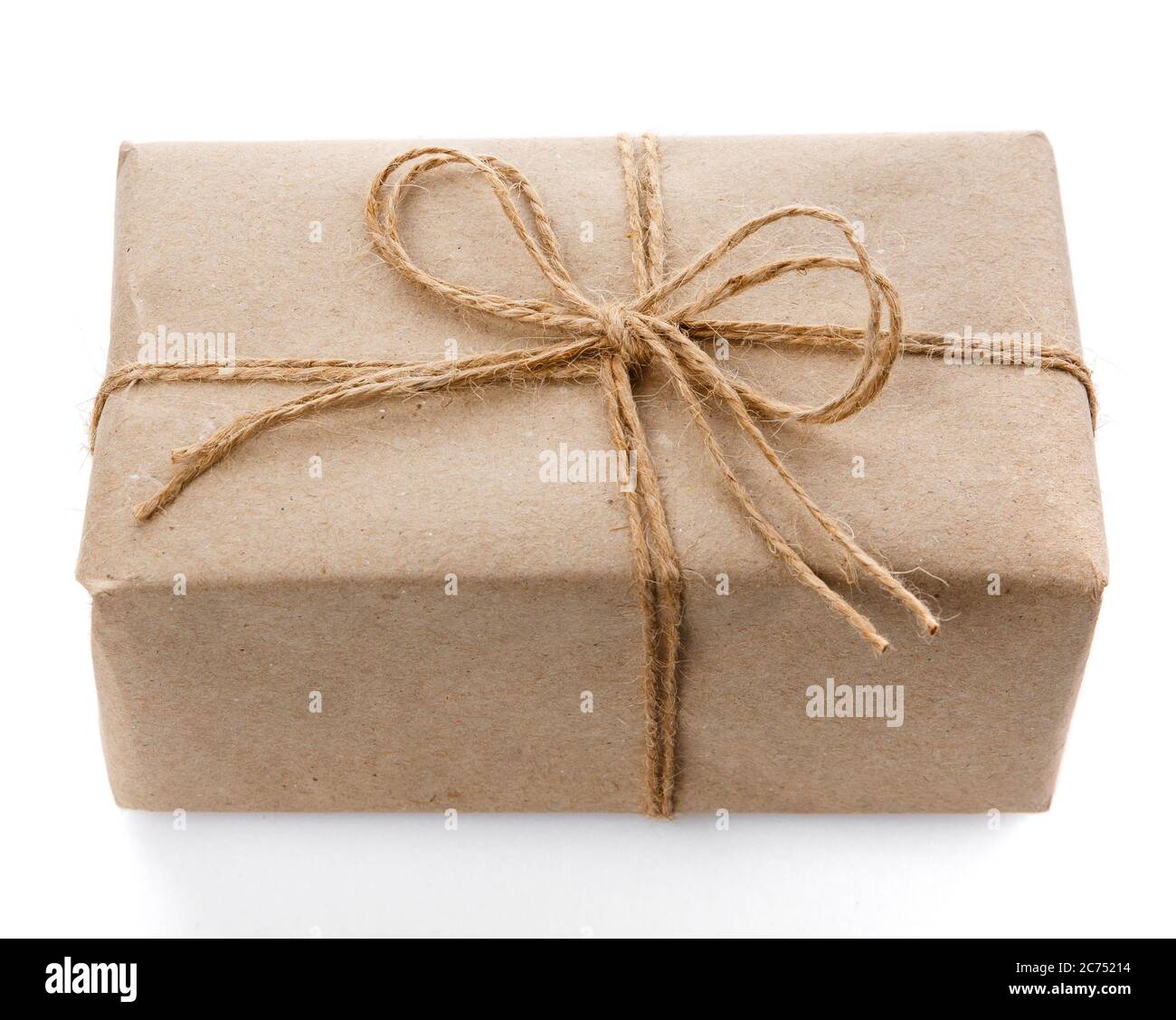 Boîte cadeau de style naturel avec ruban toile. Banque D'Images